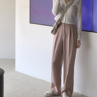 여성 초이크 투핀턱 와이드 슬랙스 팬츠, 39950원, 신세계TV쇼핑