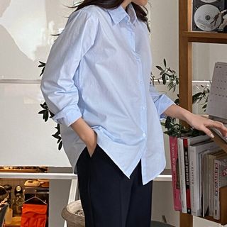 [제이앤몰스]여성 기본 화이트 셔츠 여자 긴팔 남방 블라우스 W8, 23570원, GSSHOP