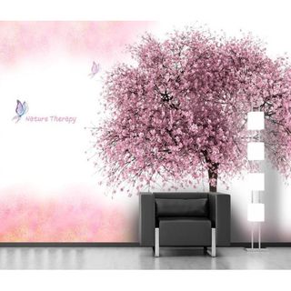 [크레용벽지] 내츄럴 핑크나무 포인트 뮤럴벽지, 165000원, GSSHOP