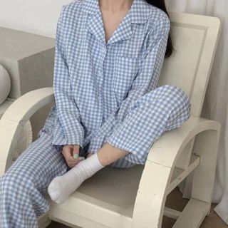 텐바이텐 갓샵 여성 체크 무늬 잠옷 파자마 바지 세트 [16종 여자 원피스 홈웨어], 9900원, CJ온스타일