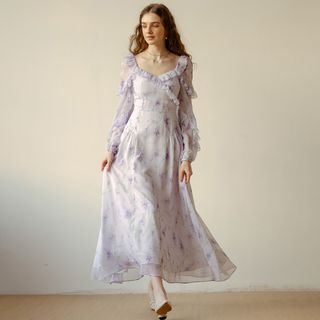 DD_Lavender ruffled chiffon dress, 254000원, CJ온스타일