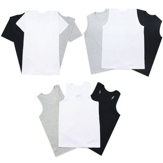 기본 순면 국산 3매 티셔츠 남여공용 반팔 민소매 흰색 나시, 16700원, CJ온스타일