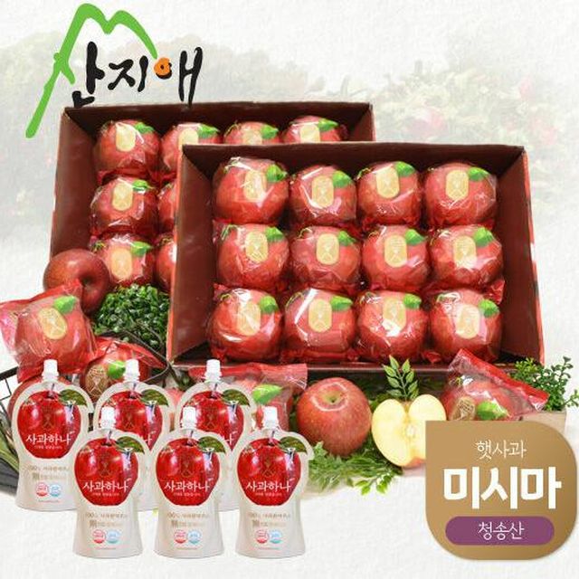 [산지애] 씻어나온 사과 미시마 6kg + 사과하나주스 6팩