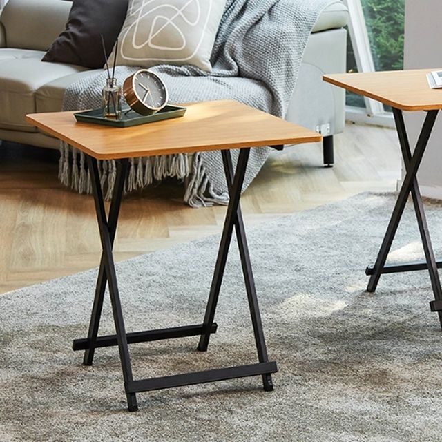 [까사마루] [소형 세트] 오드리 접이식 테이블 세트 (600 테이블+의자2개)
