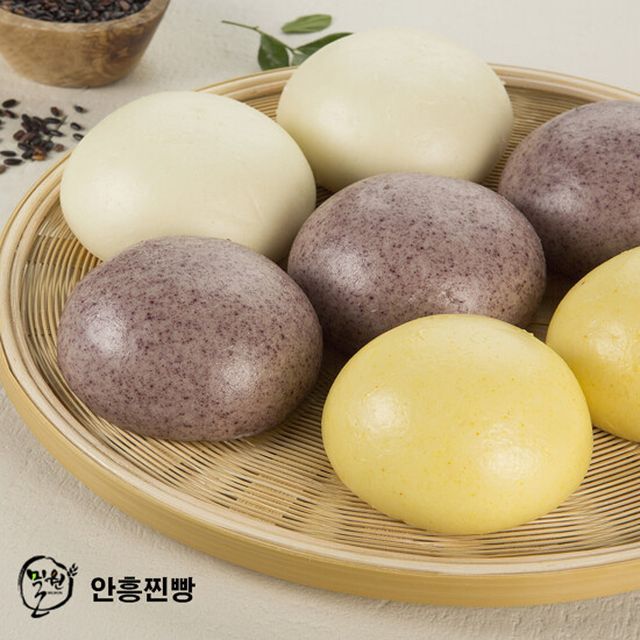 우리밀 안흥찐빵 3가지맛 6봉 (총60개 1봉 10개 우리쌀2봉+흑미2봉+단호박2봉)+감자떡1봉