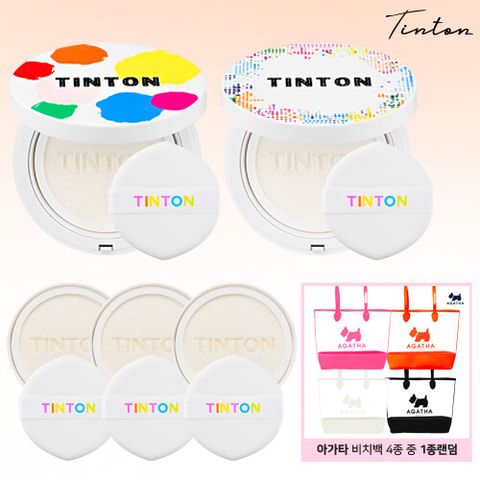 [삼성카드5%할인](틴톤) 대왕 쿨링 선쿠션 x 5개 + 아가타 비치백 패키지