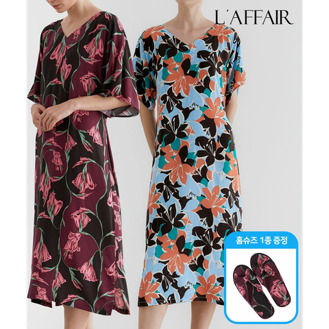 [국민카드5%할인](M)라페어 여성 인견 원피스 2종 + 홈슈즈 1세트