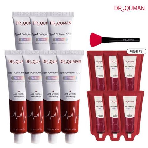 닥터큐먼 프리미엄 Type1 콜라겐100 크림팩(60g7통, 10g 6장, 브러쉬1개)