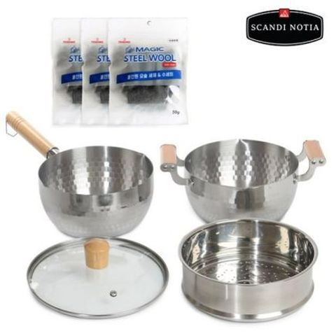[스칸디노티아] IH스텐냄비 4종세트+수세미3종