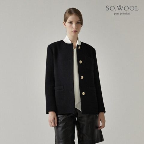 쏘울 23FW  호주산 메리노울100 라운드 하프재킷 [런칭 가격 149,900원]