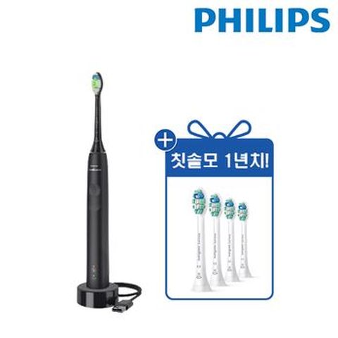 필립스 소닉케어 음파칫솔 데일리클린 싱글세트 블랙(HX3671)+칫솔모 1년치(4개입)(HX6064)