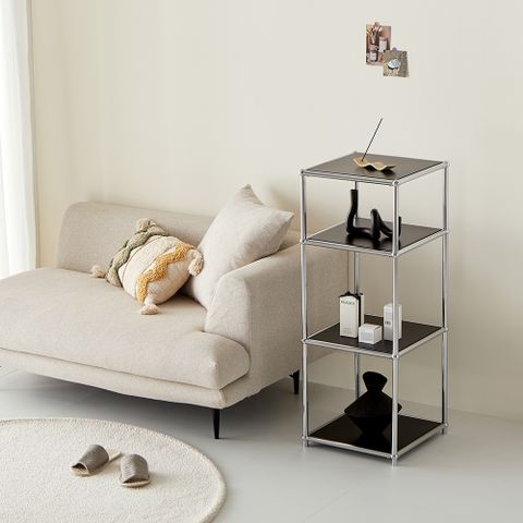 앳센셜 메탈 선반 4단 선반장_화이트,블랙,옐로우,버터옐로우