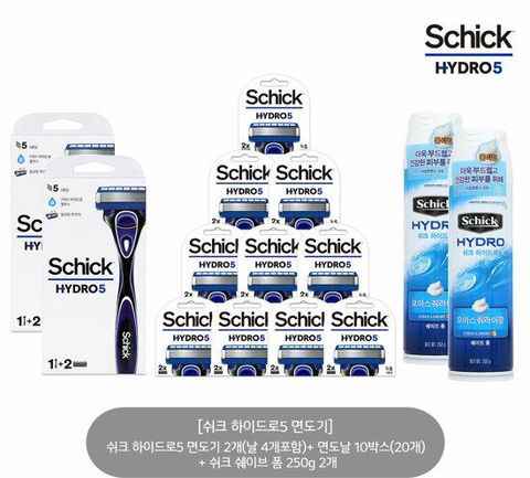 쉬크 하이드로5 베이직(KIT2) 2+리필 20+촉촉 쉐이브폼 2개