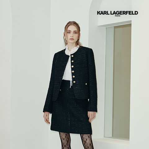 칼라거펠트 아이코닉 트위드 스커트