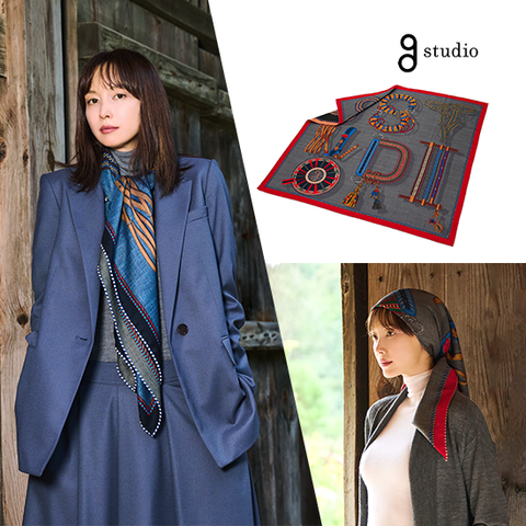 [론칭가 139,000원]지스튜디오 로고 울실크 양면 스카프