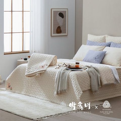 [Q+Q]NEW 방송특가+10%앱할인/ 호주산  프리미엄 양모 100% 박술녀 피그먼트 워싱 이불 겸 패드 2장+베개커버2장