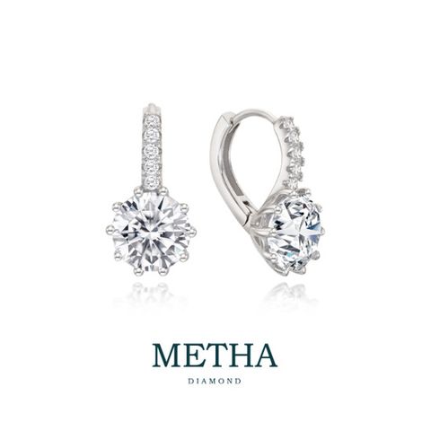 메타다이아몬드 실버925 2캐럿 모이사나이트 원터치 귀걸이 1종(총 4.0ct)