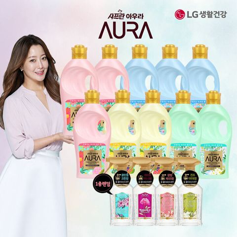 샤프란 아우라 섬유유연제(1Lx10개)+섬유향수400ml