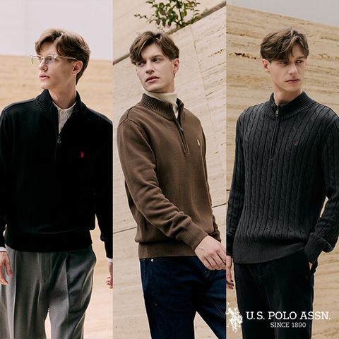[쿠폰혜택][U.S POLO ASSN.] 25FW 하프집업 니트 3종 남성