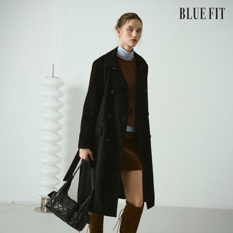 [롯데카드5%할인][25FW최신상] 블루핏X로보 이태리 스웨이드 트렌치 코트