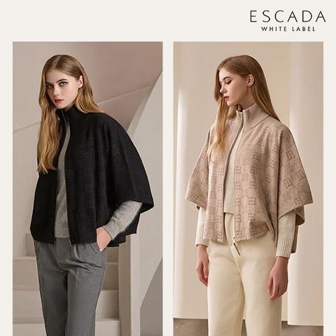 [상시가 299,000원] ESCADA 울 캐시미어 자카드 니트케이프