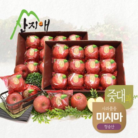 산지애 청송 햇사과 미시마 6kg (3kg*2박스, 총 18~26과)