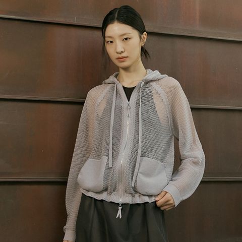 [최초가69,900원] 26SS 포인텔 오간자 니팅집업
