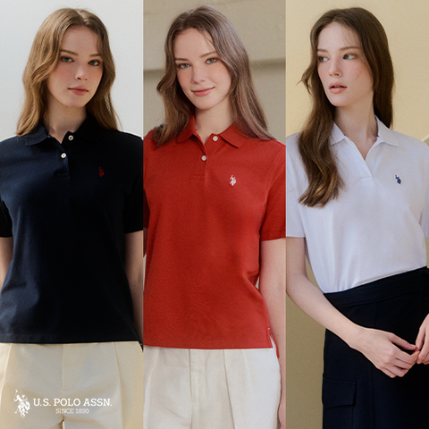 [최신상][U.S POLO ASSN.] 26SS 라이크라® 반팔 카라티 3종 여성