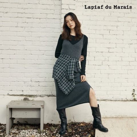 라삐아프 26FW 호주산 울블렌드 레이어드 니트 원피스 1종