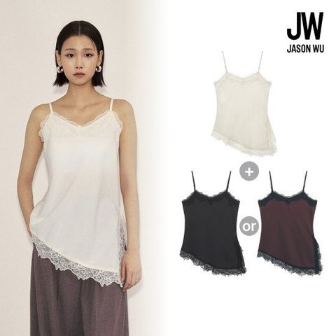 제이슨우 26FW Boudoir 새틴 레이스 슬립 캐미솔 2종 (아이보리 공통 + 블랙 or 브라운 택1)