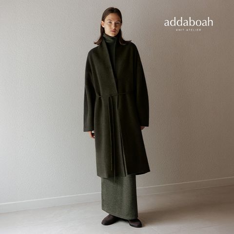 [최초가 179,000원] 25FW 라쿤울 블렌디드 이중직 벨티드 니트맥시코트