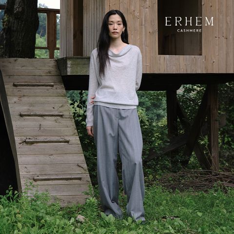 26FW 캐시미어울 스트라이프 와이드팬츠 1종