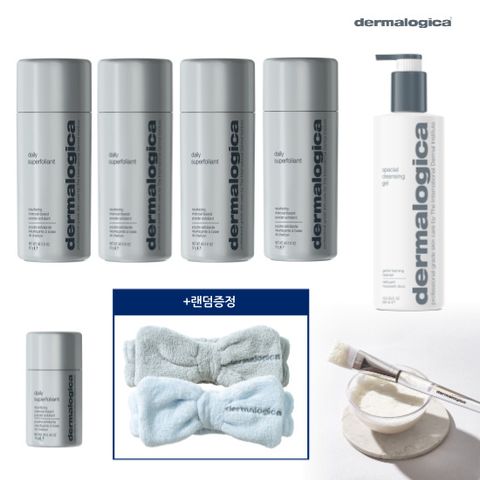 [겟스단독/올해마지막] 데일리슈퍼폴리언트 대용량 4통+중용량 1통+클렌징젤 500ml 1통+볼/브러쉬+헤어밴드