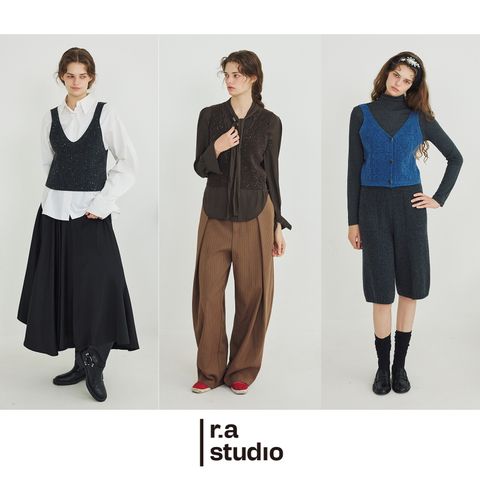 ■라스튜디오 26FW 여성 글리터 레이어드 니트 뷔스티에 3종