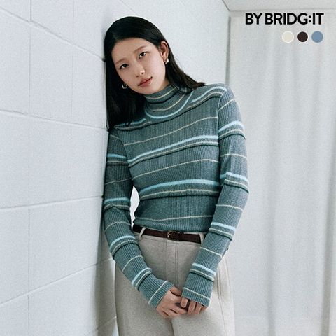 ○ 26FW 울 블렌딩 패더얀 스트라이프 하이넥 풀오버 3종