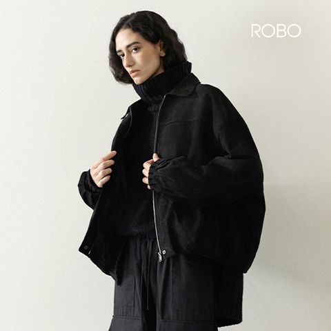 26F/W 스웨이드 셔링 크롭 블루종
