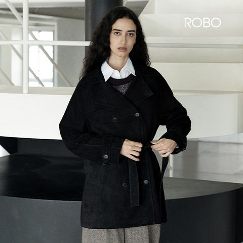 26F/W 스웨이드 더블 하프 트렌치코트
