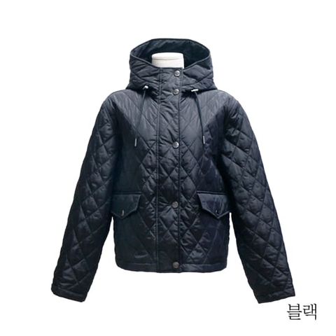 버버리 하이넥 후드 퀼팅재킷