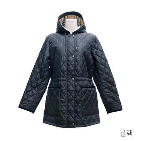버버리 스트링 후드 퀼티드 재킷