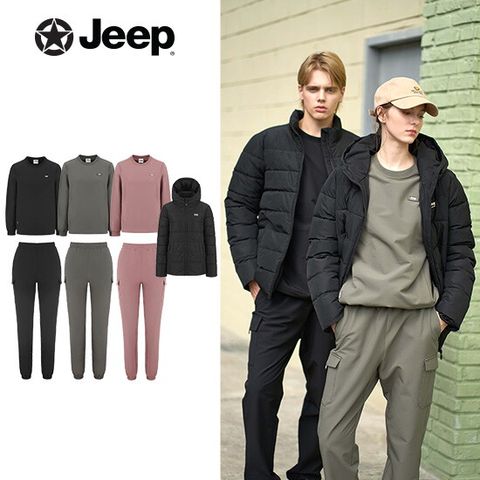 JEEP 여성 24FW 패딩 자켓 + 우븐 셋업 3종