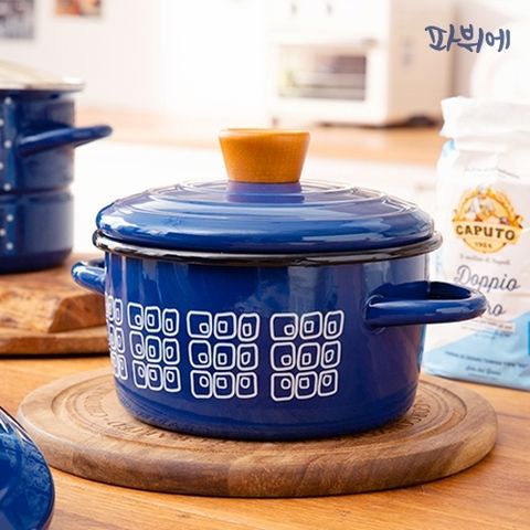 [파뷔에](단품) 올레시아 IH 법랑 냄비 (18cm양수)