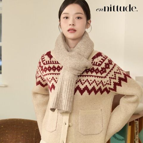 엔니튜드 울 블렌드 니트 숄 머플러