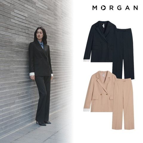 모르간 스트라이프 재킷+팬츠 [런칭 가격 129,900원]