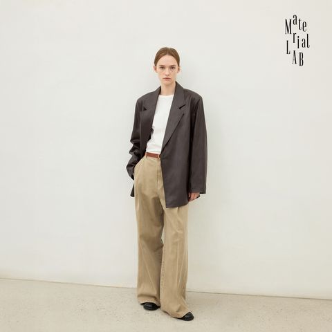 [런칭가 99000원] 머티리얼랩 FAUX레더 오버핏 테일러드 재킷