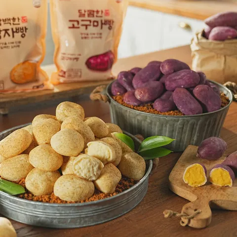 [방송에서만 이가격]  더 리얼 담백한 감자빵 달콤한 고구마빵 60개 ( 감자빵 30개 + 고구마빵 30개)