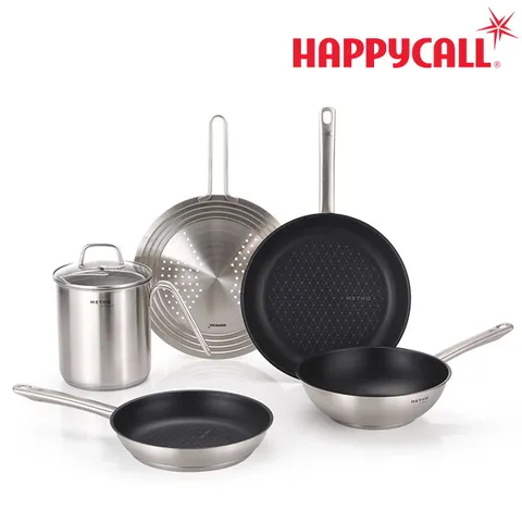 해피콜 메쏘 IH 프리미엄 스텐 인덕션 프라이팬 5종 세트(팬24+팬28+웍24+멀티커버+멀티팟)