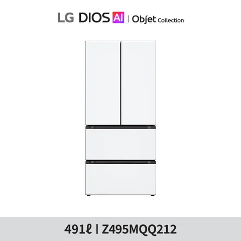 [491L]LG 오브제 김치냉장고 스탠드형 4룸 메탈 화이트(Z495MQQ212)