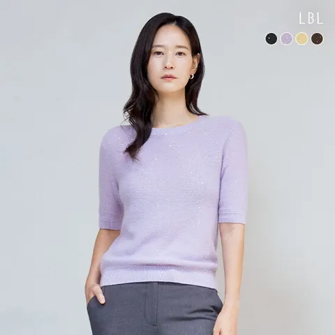 25FW 캐시미어 시퀸 블렌드 소프트 하프슬리브 니트