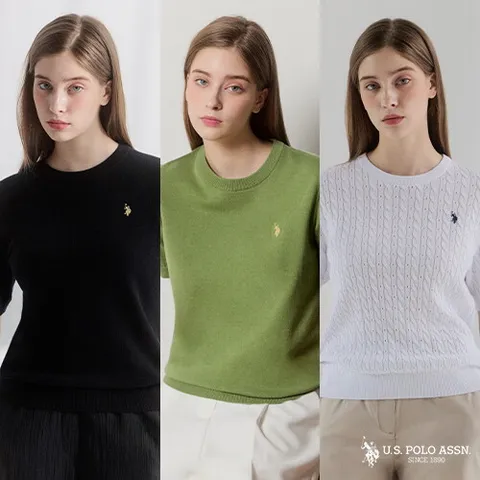 □USPA 26SS 여성 코튼 반팔니트 3종