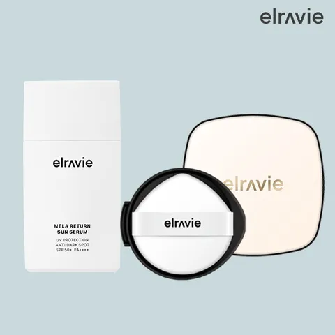 엘라비에 기미쿠션 본품 1개 (화이트) + 리필 1개 +  멜라리턴 선세럼 1개